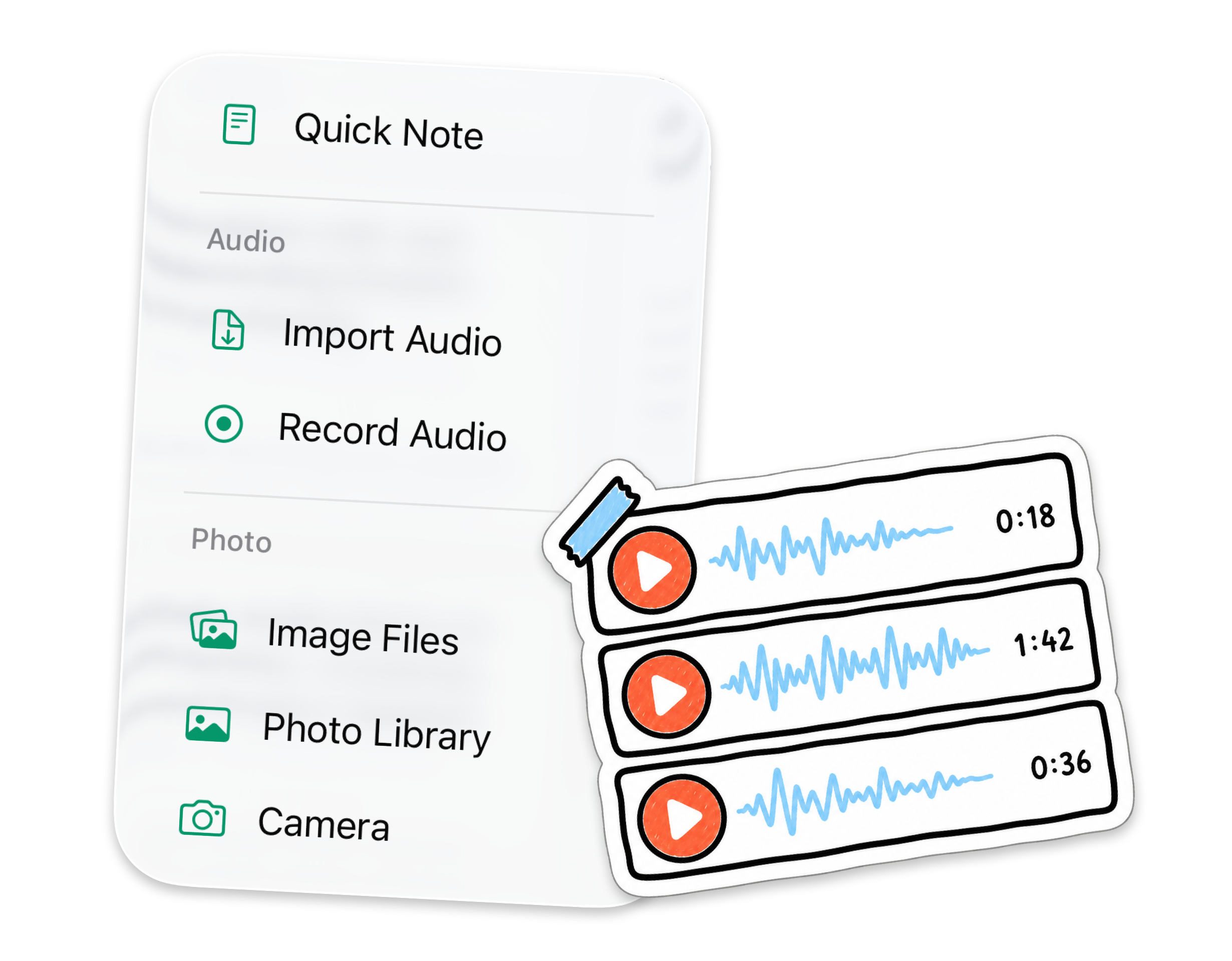Import Audio in Nota alongside a list of imported recordings