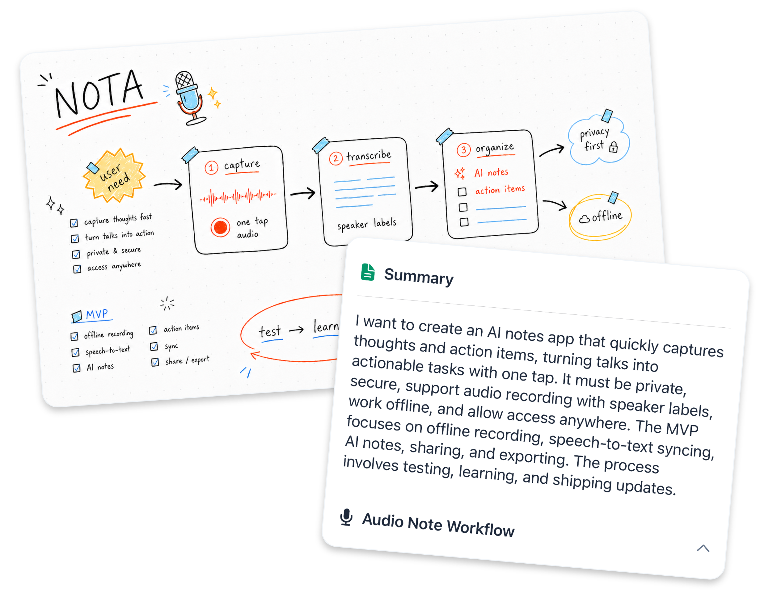 An imported planning image transformed into a structured summary in Nota