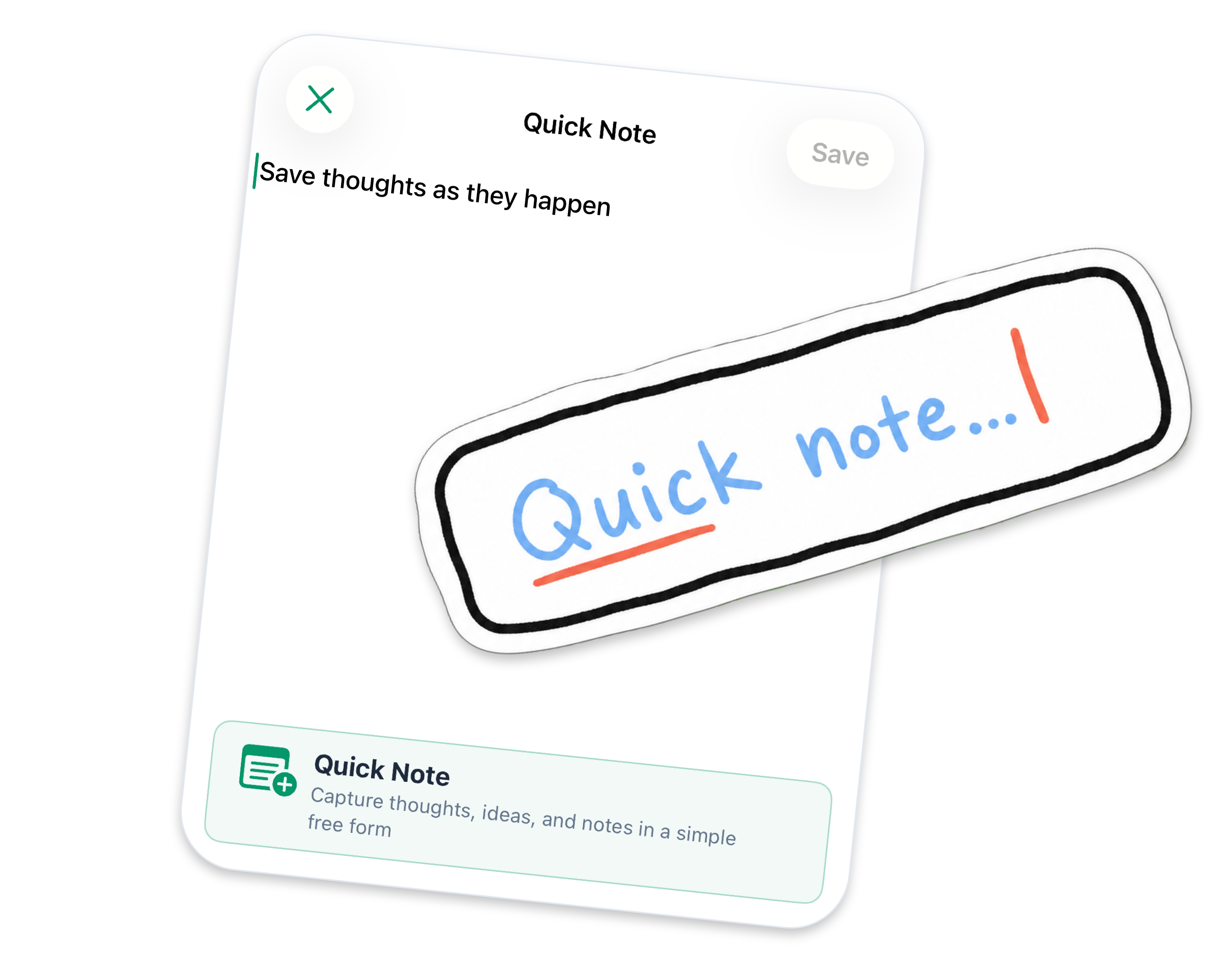Typing a quick note in Nota
